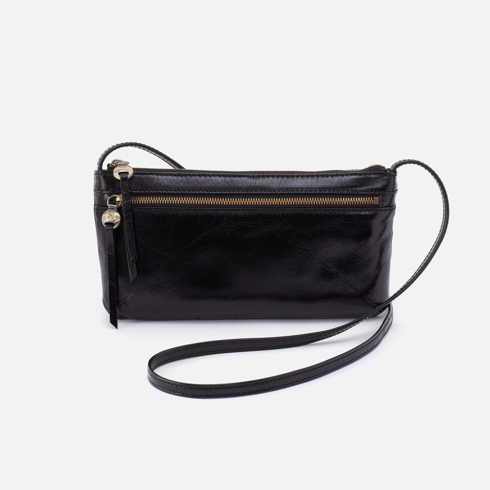 Hobo | Cara Crossbody in Polished Leather - Black