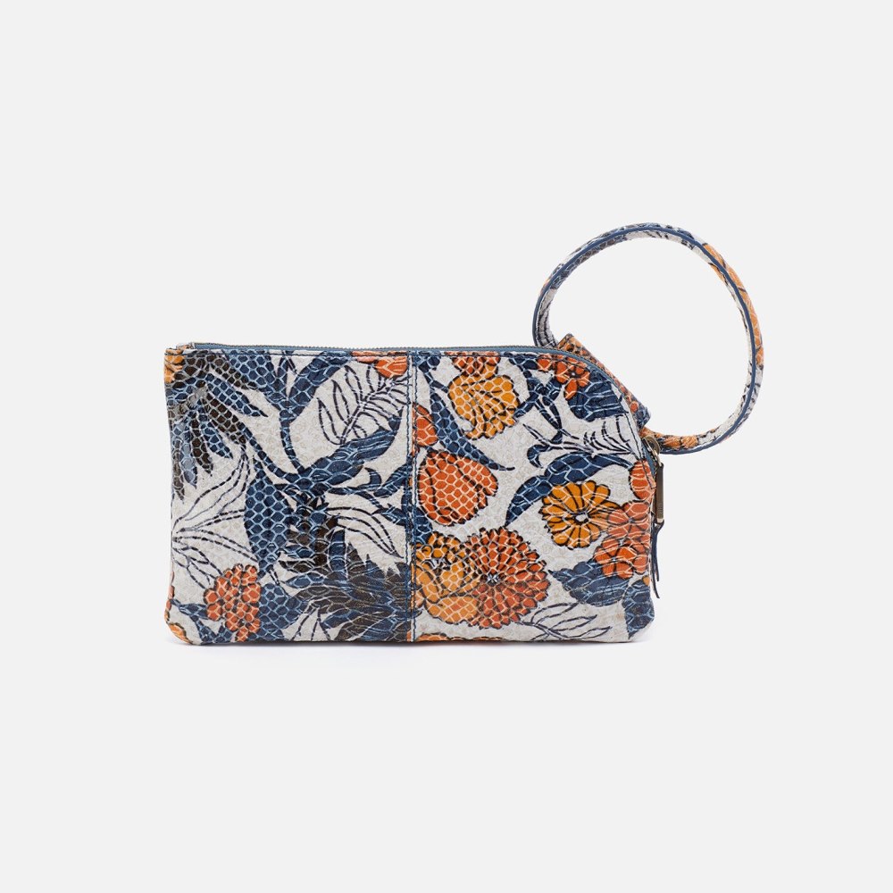 Hobo | Sable Wristlet in Printed Leather - Orange Blossom