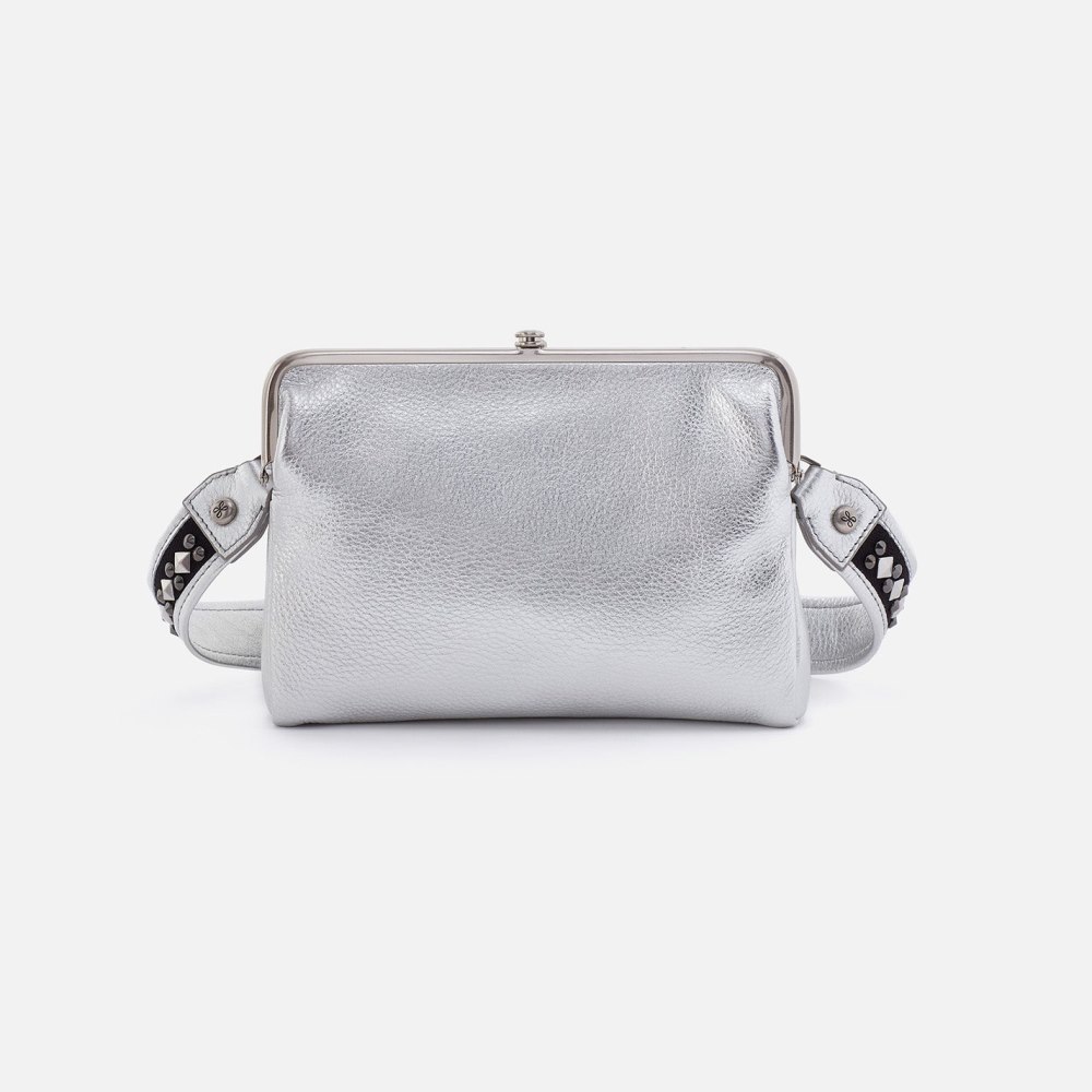 Hobo | Lauren Crossbody in Metallic Leather - Argento