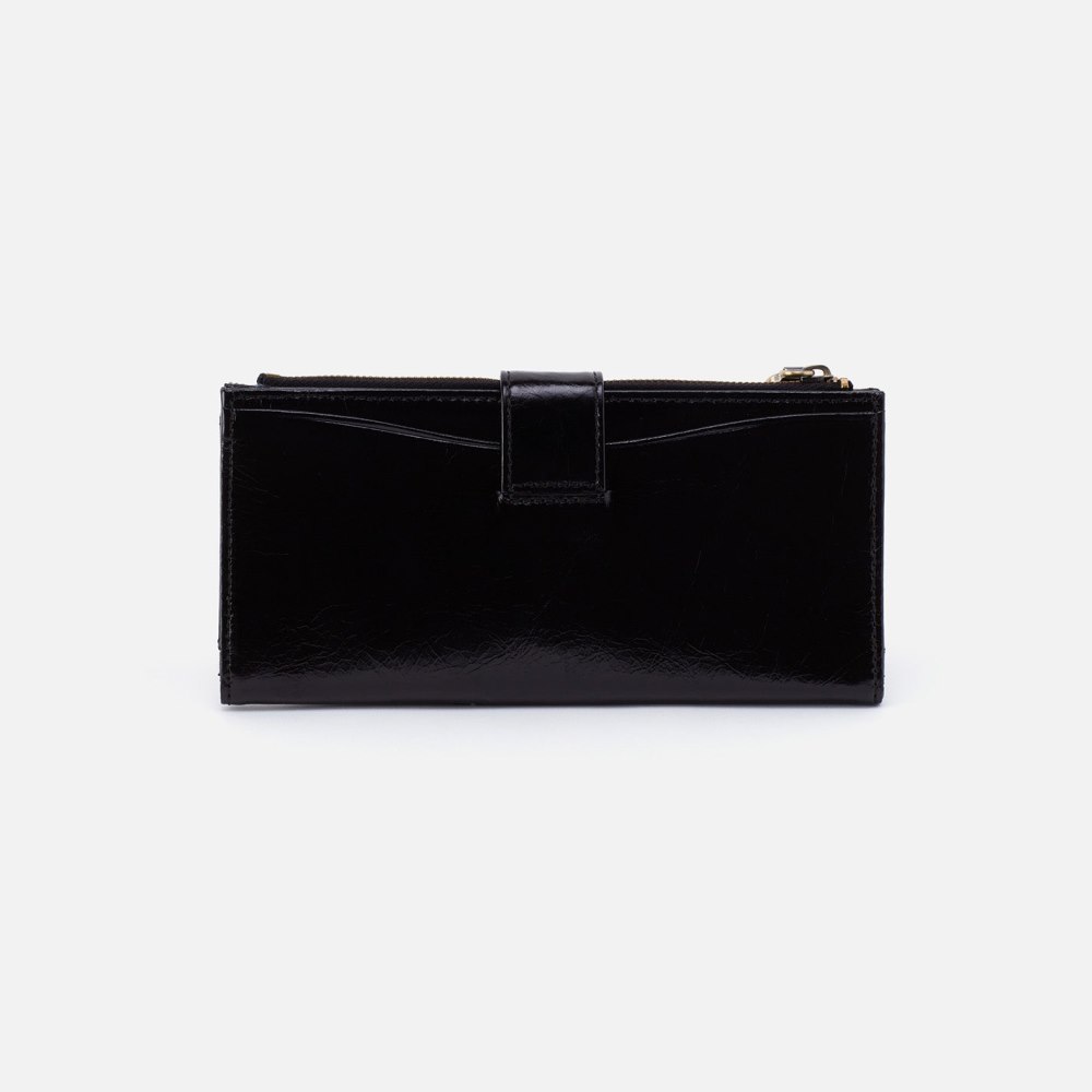 Hobo | Max Continental Wallet in Polished Leather - Black