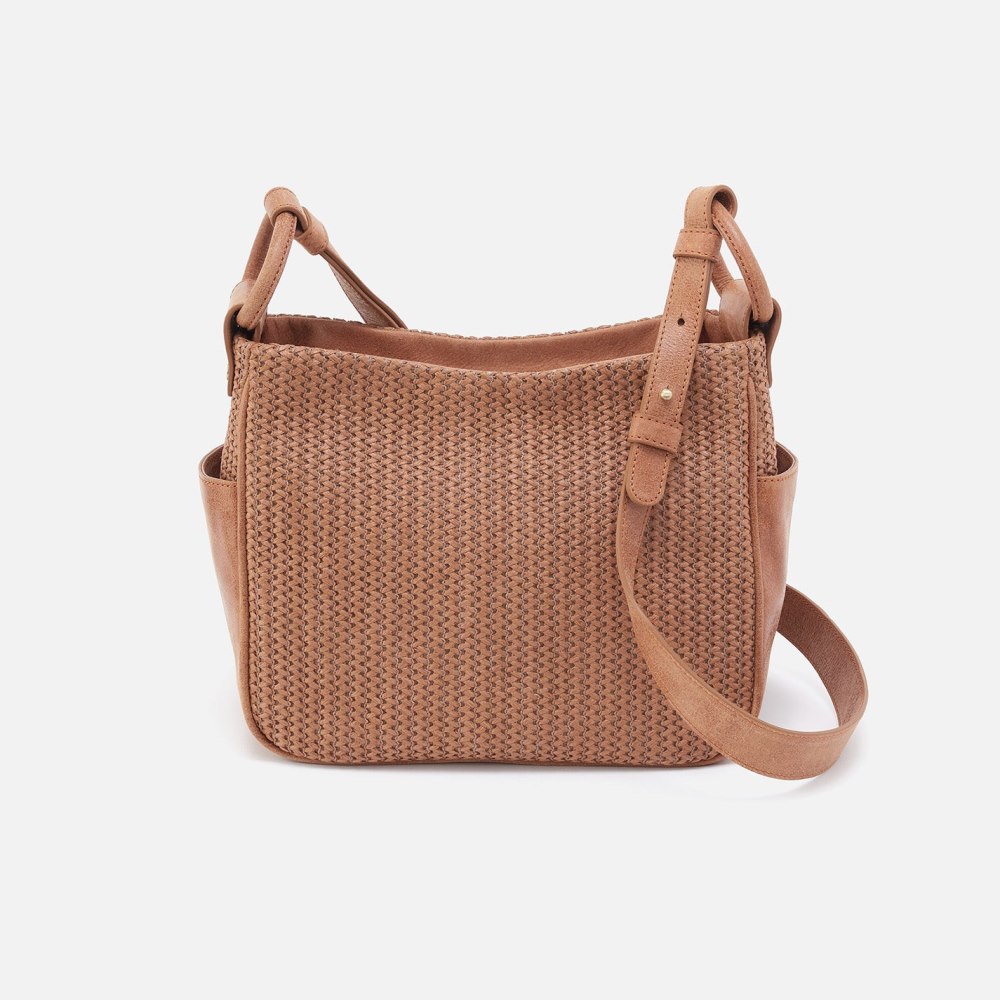 Hobo | Sheila Crossbody in Raffia With Leather Trim - Sepia