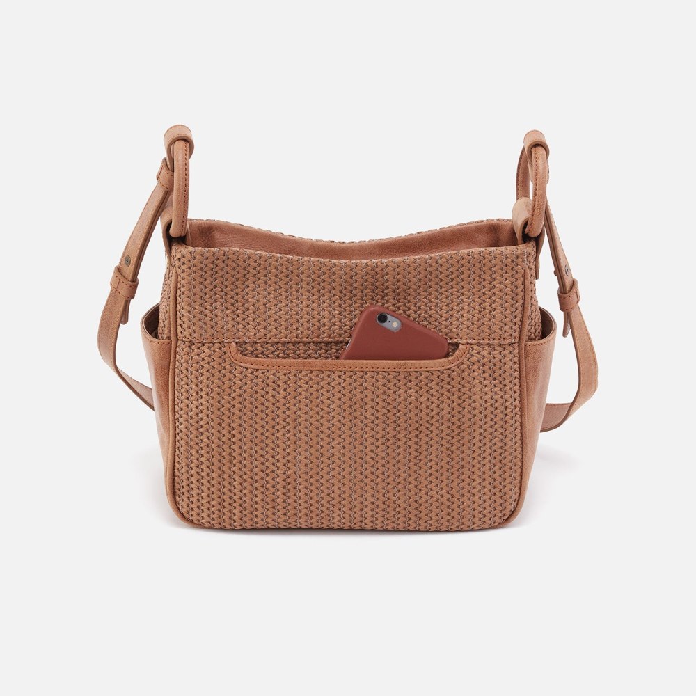 Hobo | Sheila Crossbody in Raffia With Leather Trim - Sepia