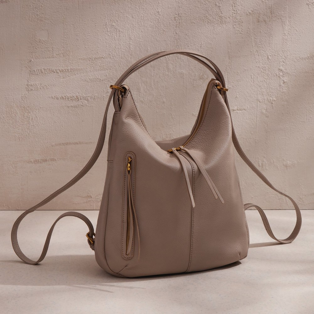 Hobo | Merrin Convertible Backpack in Pebbled Leather - Taupe