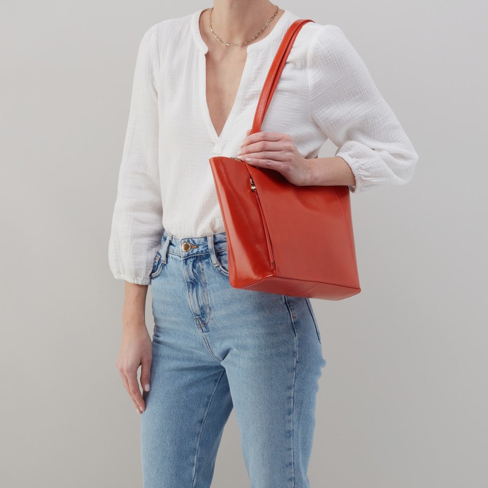 Hobo | Haven Tote in Polished Leather - Marigold