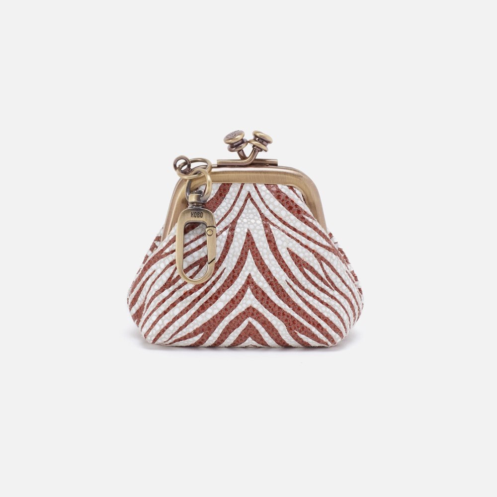 Hobo | Run Frame Pouch in Printed Leather - Ginger Zebra - Click Image to Close