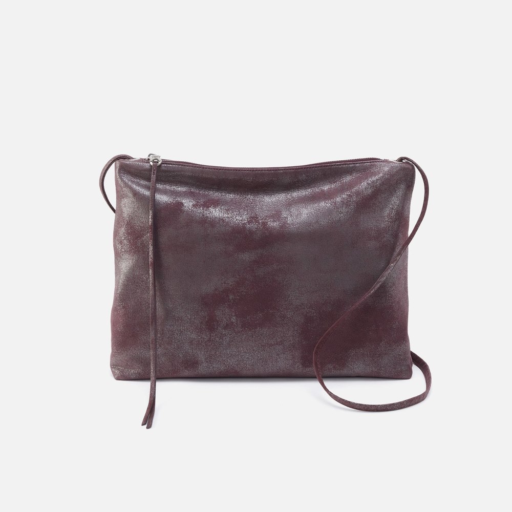 Hobo | Ziggy Crossbody in Metallic Leather - Plum Graphite