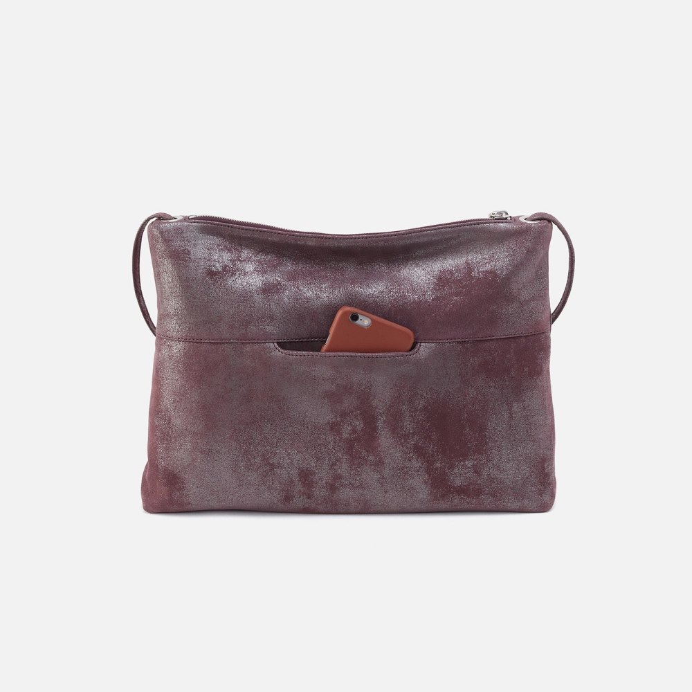 Hobo | Ziggy Crossbody in Metallic Leather - Plum Graphite