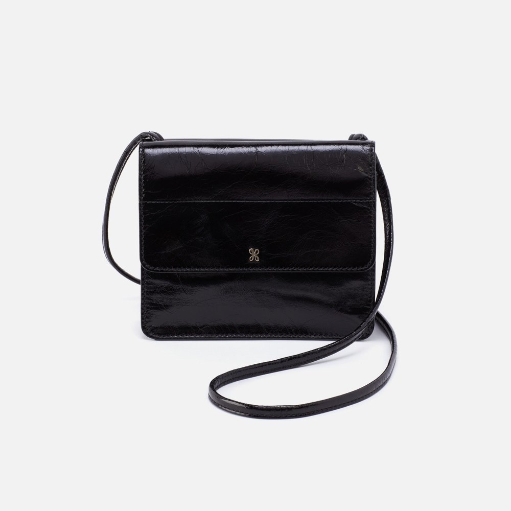 Hobo | Jill Wallet Crossbody in Polished Leather - Black - Click Image to Close