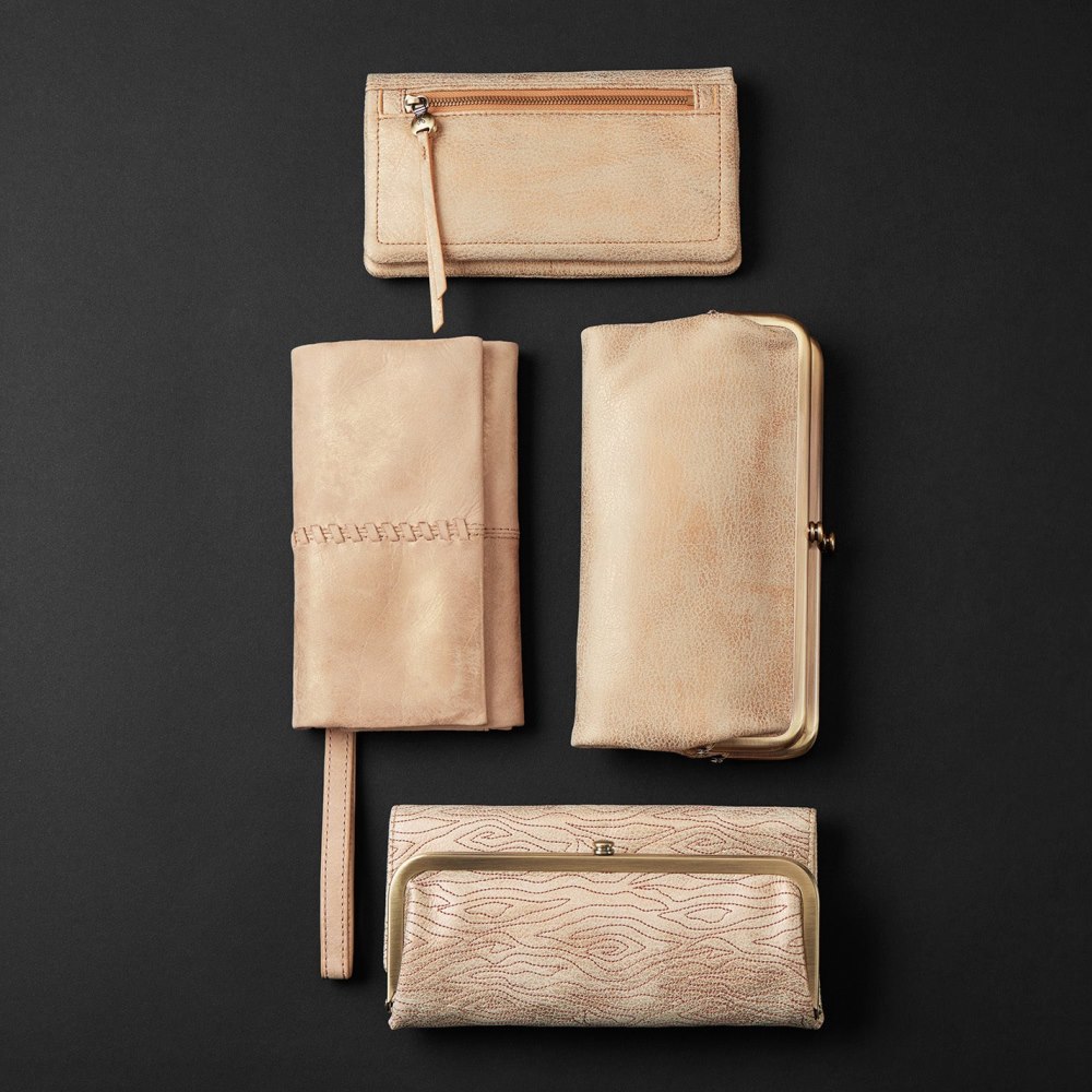 Hobo | Rachel Continental Wallet in Embroidered Metallic Leather - Gold Leaf