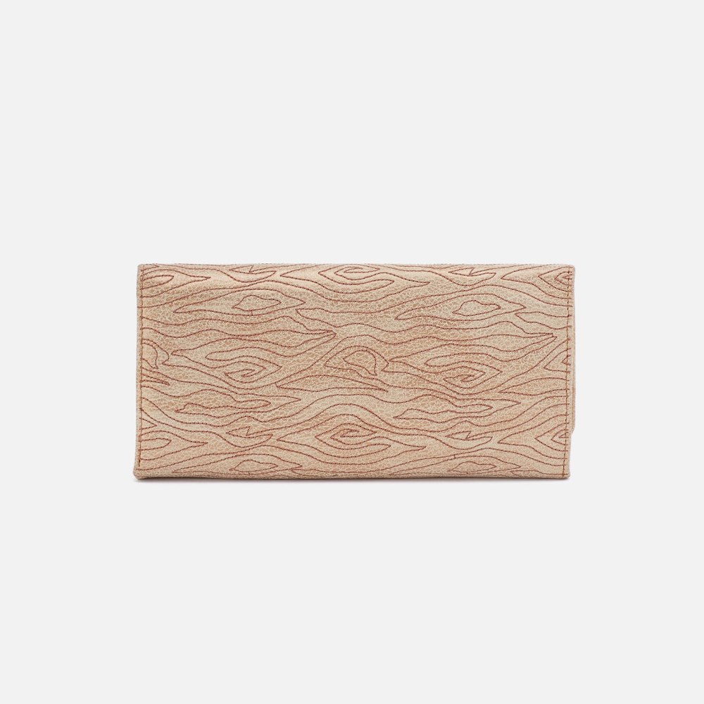 Hobo | Rachel Continental Wallet in Embroidered Metallic Leather - Gold Leaf