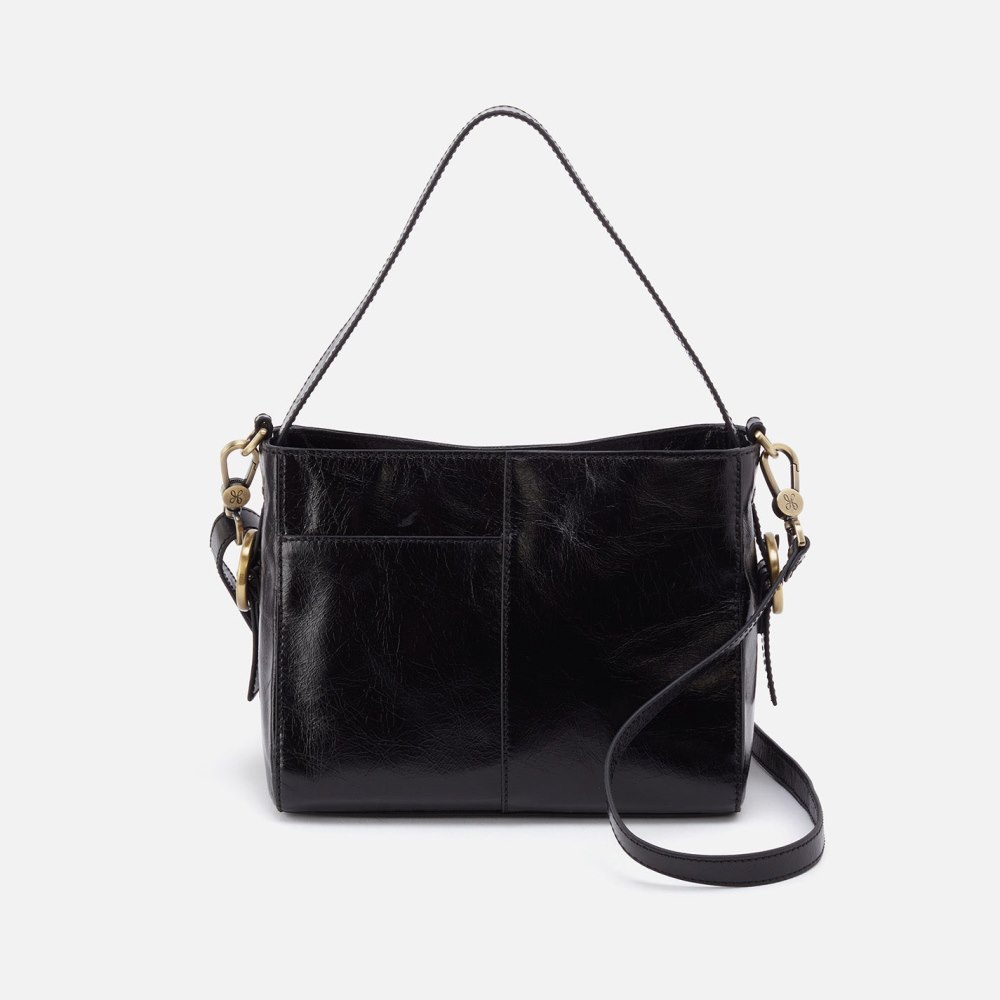 Hobo | Render Small Crossbody in Polished Leather - Black - Click Image to Close