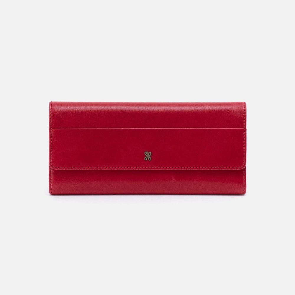 Hobo | Jill Large Trifold Wallet in Polished Leather - Claret