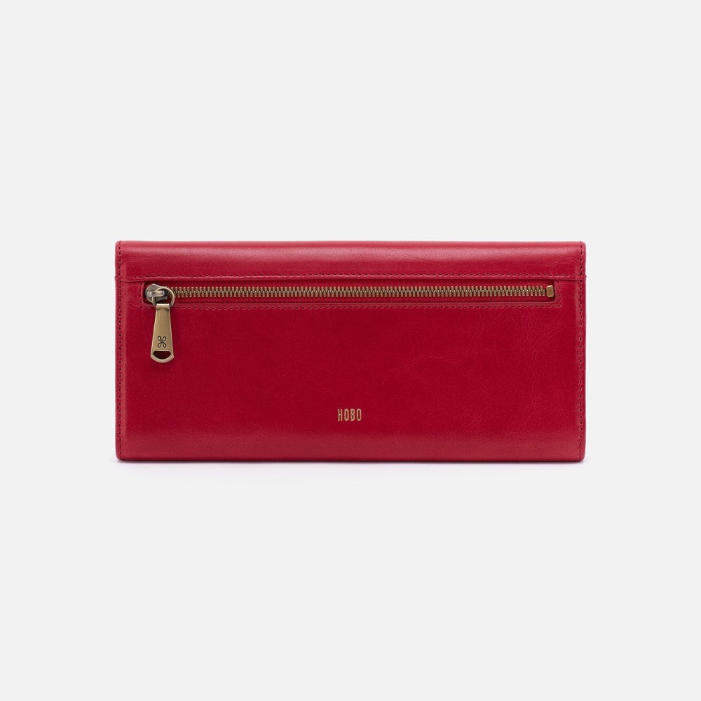 Hobo | Jill Large Trifold Wallet in Polished Leather - Claret