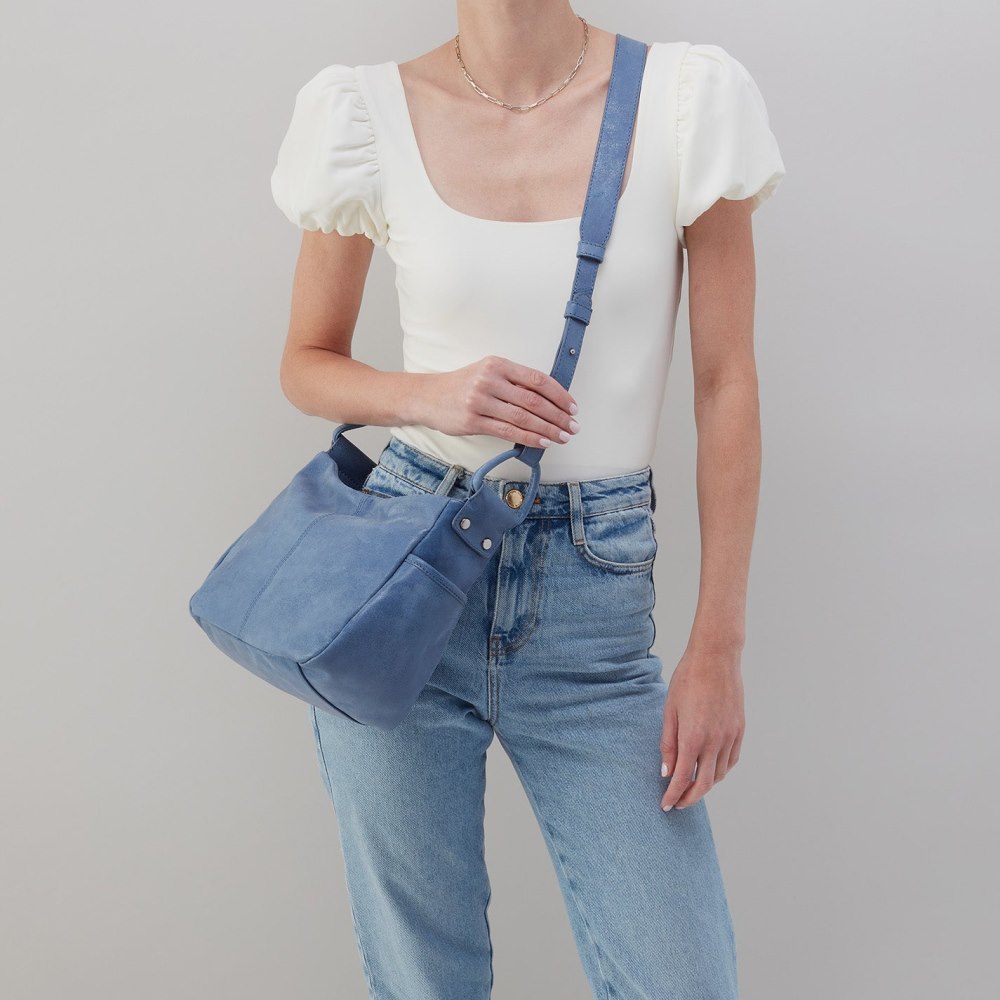 Hobo | Sheila Crossbody in Buffed Leather - Azure