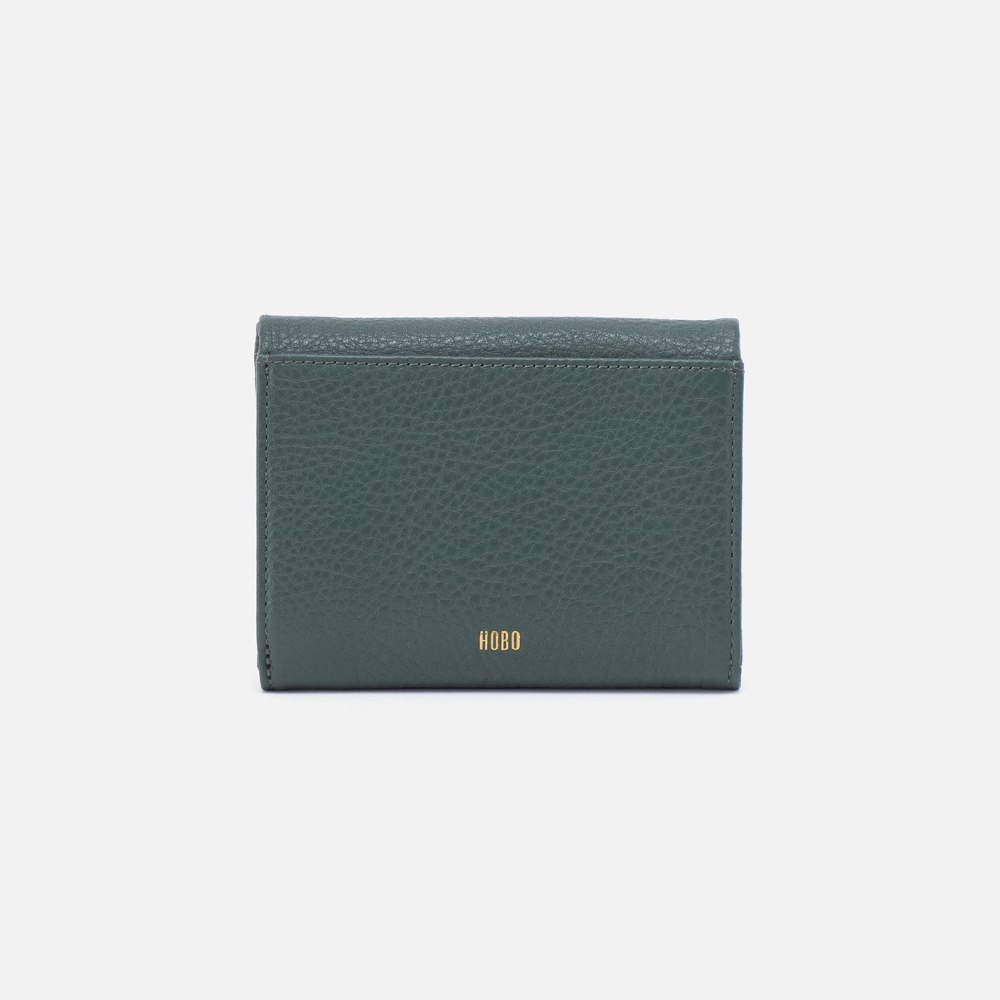 Hobo | Lumen Medium Bifold Compact Wallet in Pebbled Leather - Sage Leaf