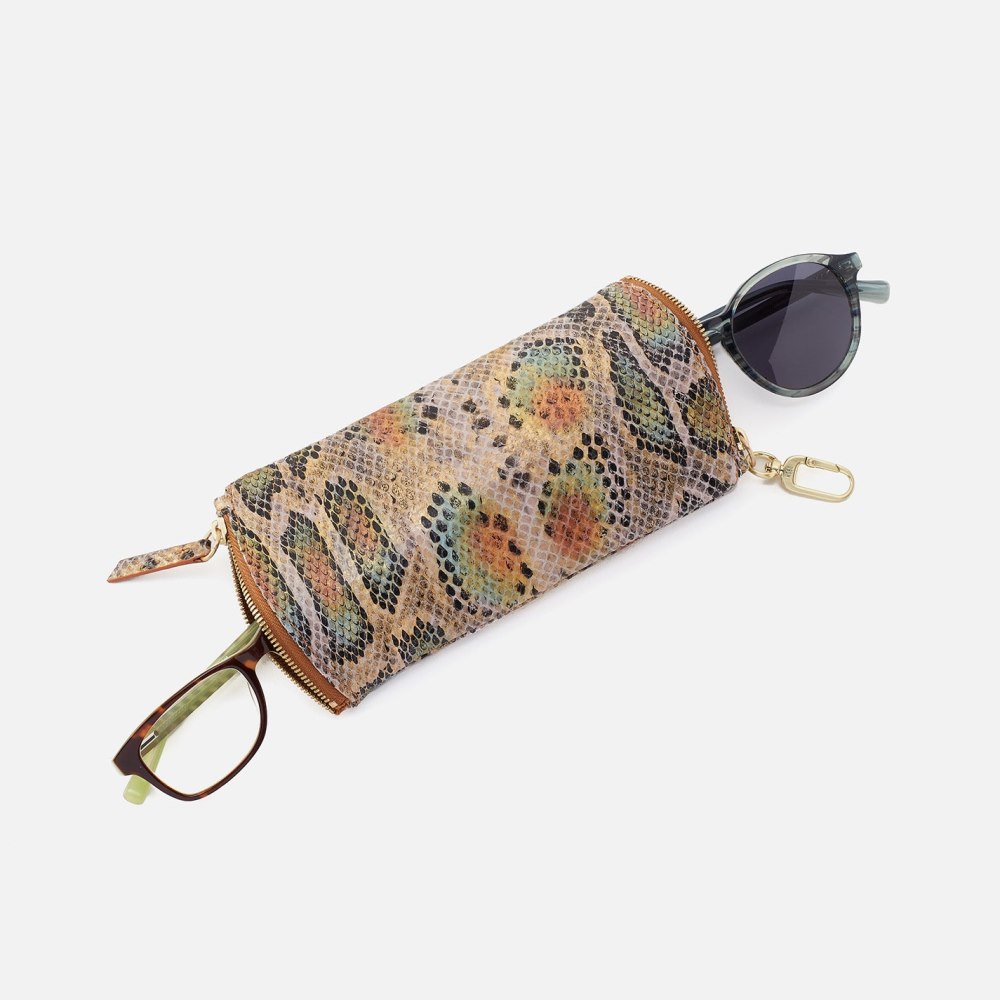 Hobo | Spark Double Eyeglass Case in Printed Leather - Opal Snake Print