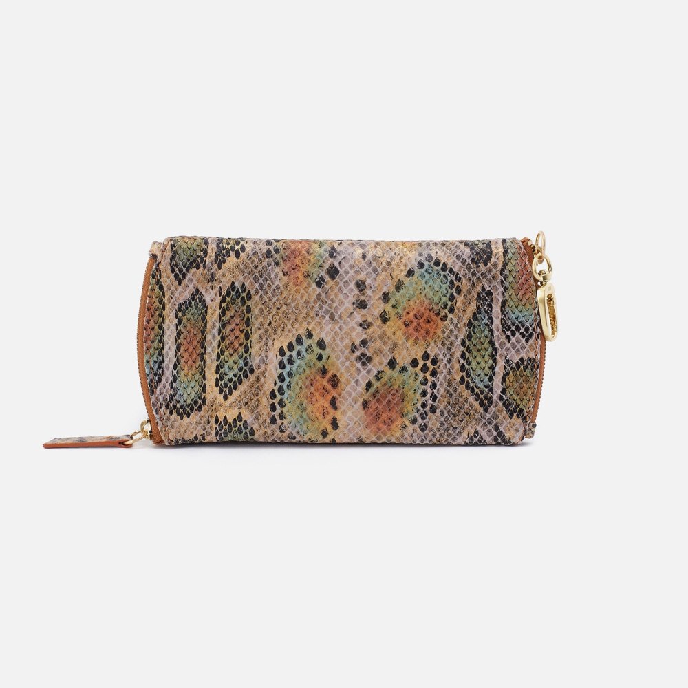 Hobo | Spark Double Eyeglass Case in Printed Leather - Opal Snake Print