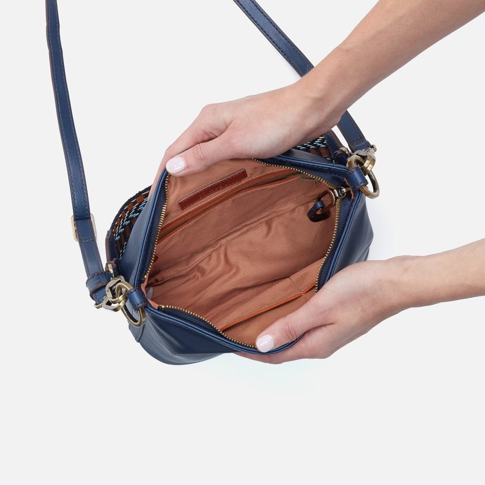 Hobo | Belle Convertible Shoulder Bag in Artisan Leather - Navy