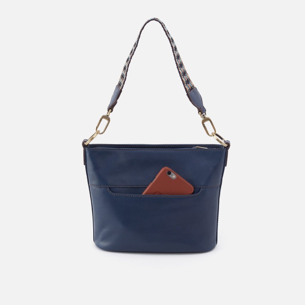 Hobo | Belle Convertible Shoulder Bag in Artisan Leather - Navy