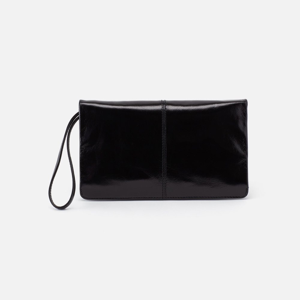 Hobo | Evolve Wristlet in Polished Leather - Black