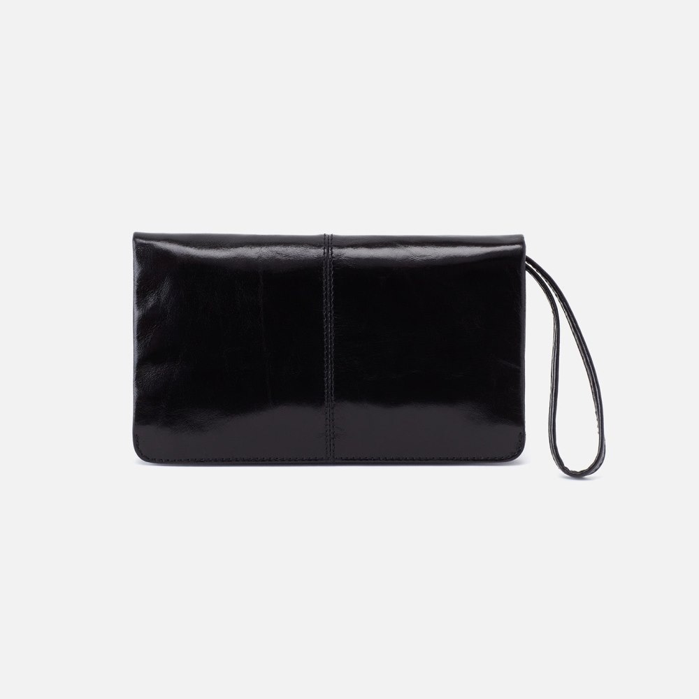 Hobo | Evolve Wristlet in Polished Leather - Black