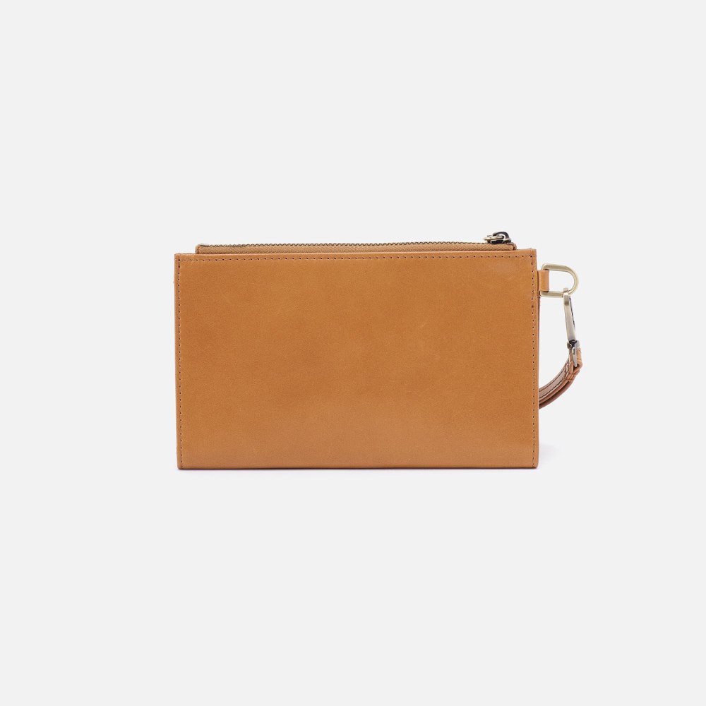 Hobo | Kali Phone Wallet in Polished Leather - Natural