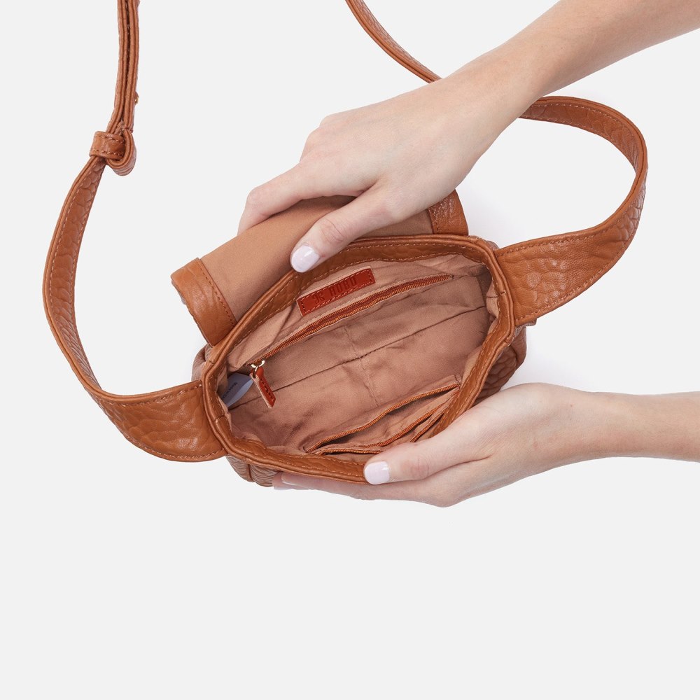 Hobo | Bonita Mini Messenger Crossbody in Bubble Pebbled Leather - Brown