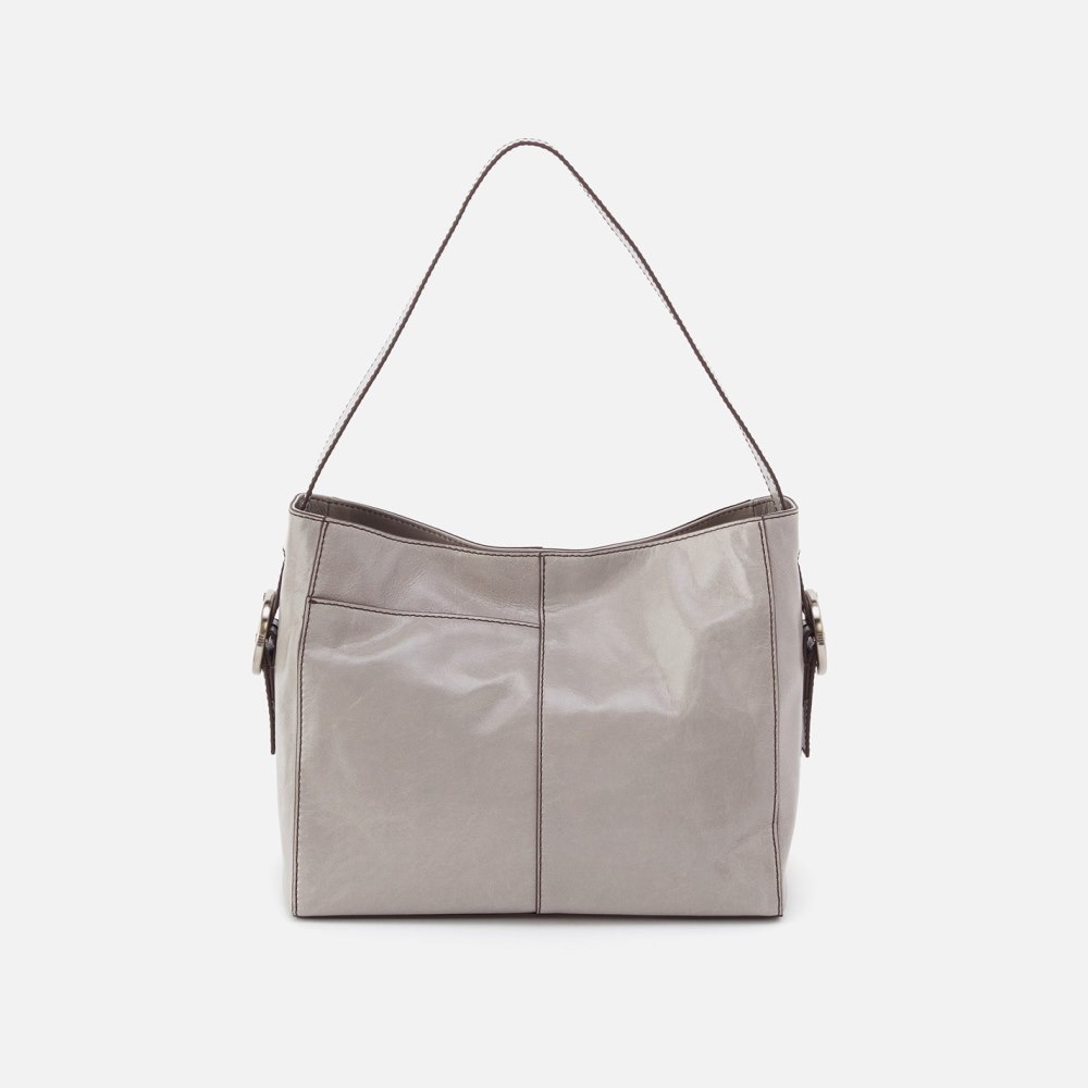 Hobo | Render Shoulder Bag in Polished Leather - Light Grey