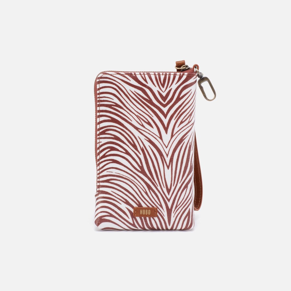 Hobo | Spark Wristlet in Coated Cotton Canvas - Ginger Zebra