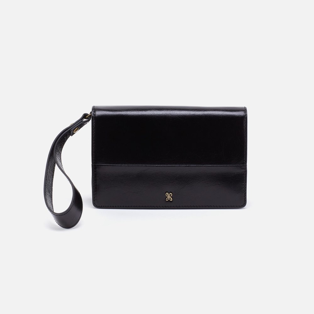 Hobo | Jill Wristlet in Polished Leather - Black - Click Image to Close