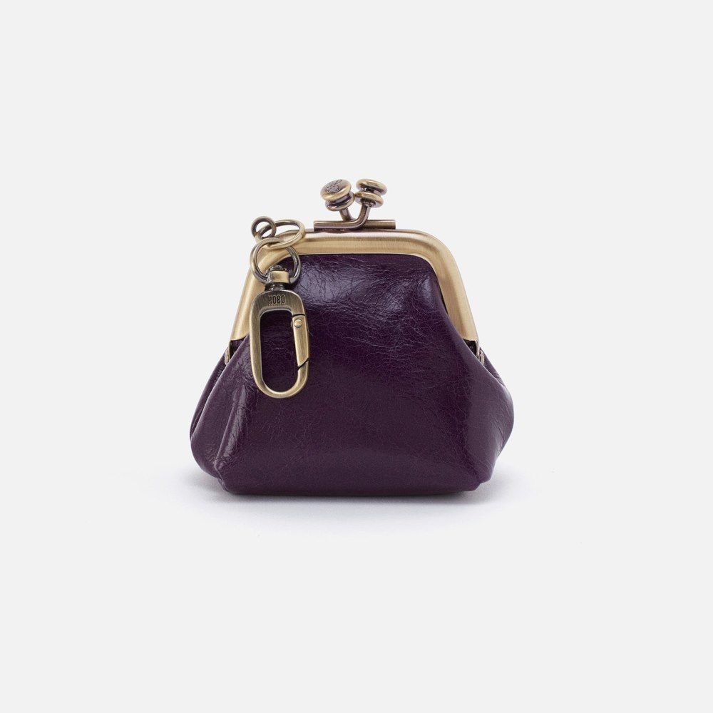 Hobo | Run Frame Pouch in Polished Leather - Deep Purple - Click Image to Close