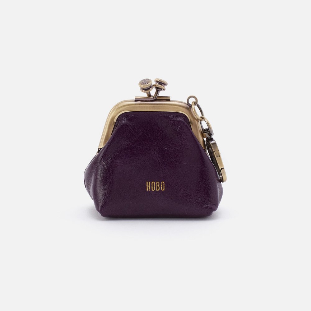 Hobo | Run Frame Pouch in Polished Leather - Deep Purple