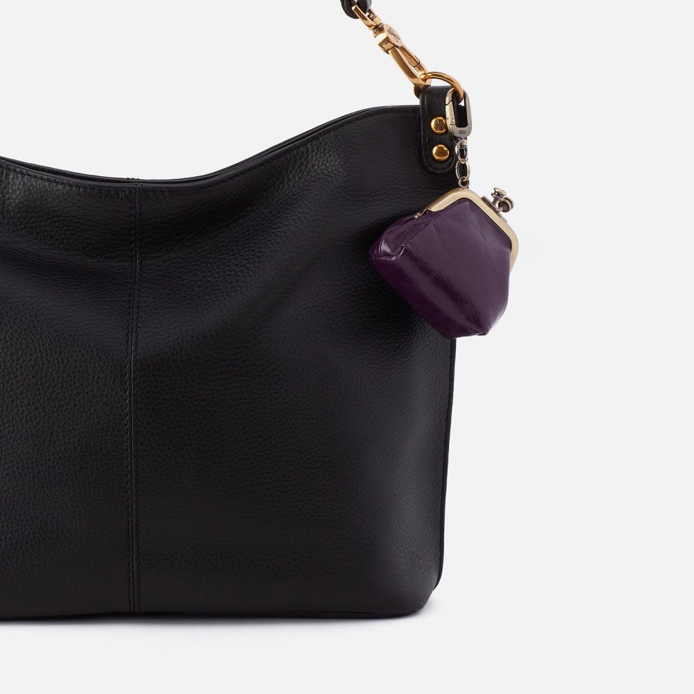 Hobo | Run Frame Pouch in Polished Leather - Deep Purple