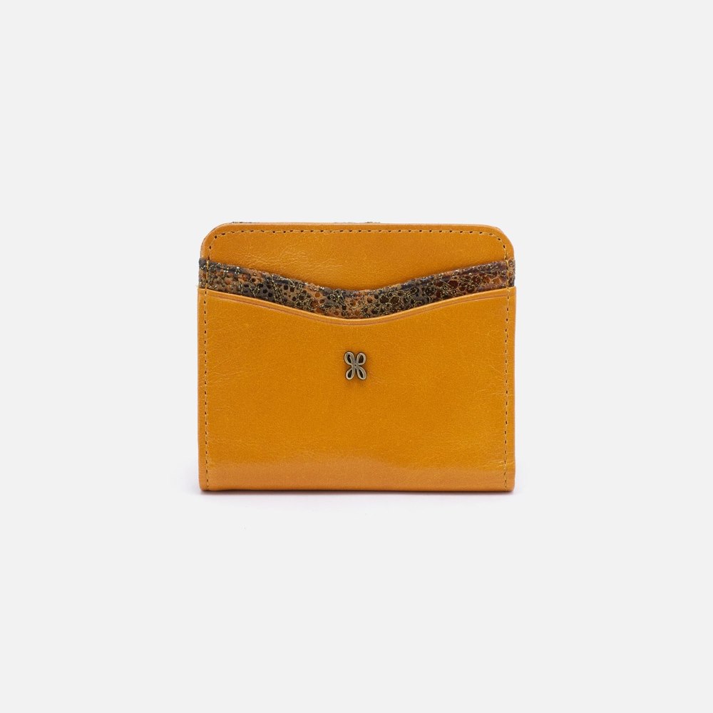 Hobo | Max Mini Bifold Compact Wallet in Mixed Leathers - Warm Amber - Click Image to Close