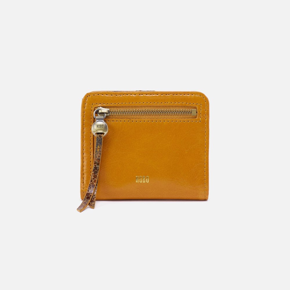 Hobo | Max Mini Bifold Compact Wallet in Mixed Leathers - Warm Amber