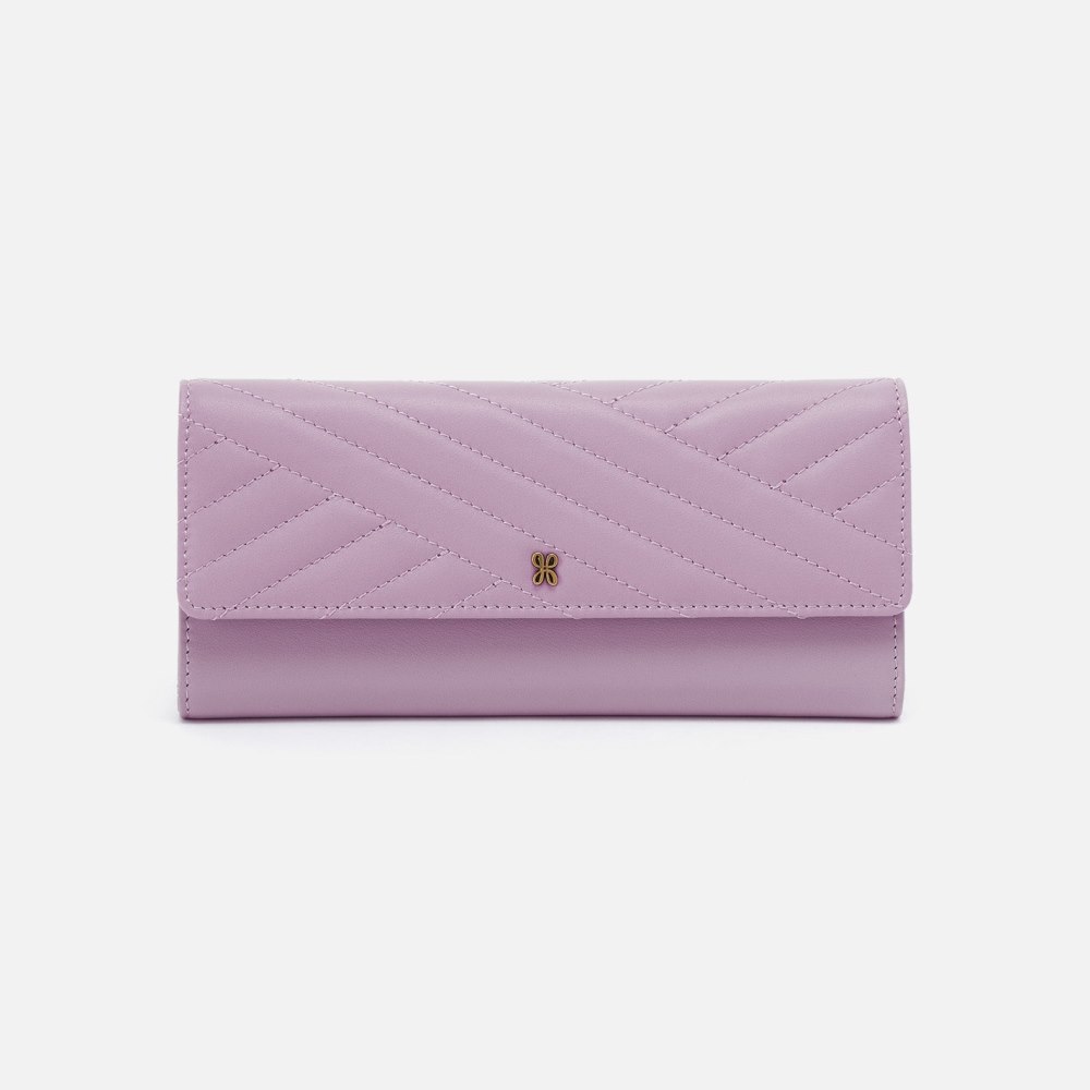 Hobo | Jill Large Trifold Wallet in Quilted Silk Napa Leather - Lavender