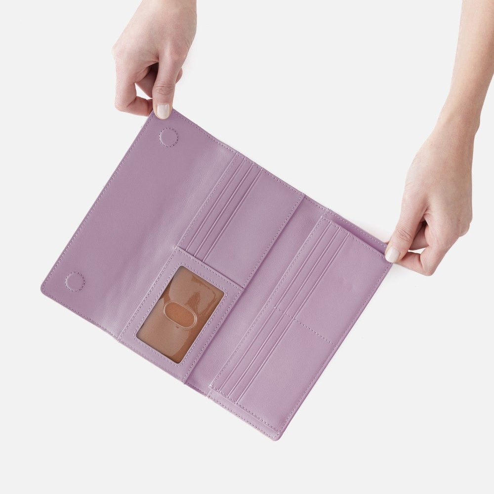 Hobo | Jill Large Trifold Wallet in Quilted Silk Napa Leather - Lavender