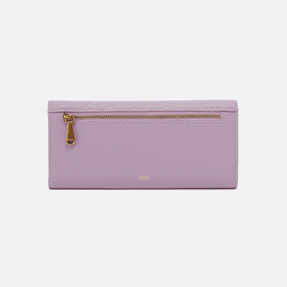 Hobo | Jill Large Trifold Wallet in Quilted Silk Napa Leather - Lavender