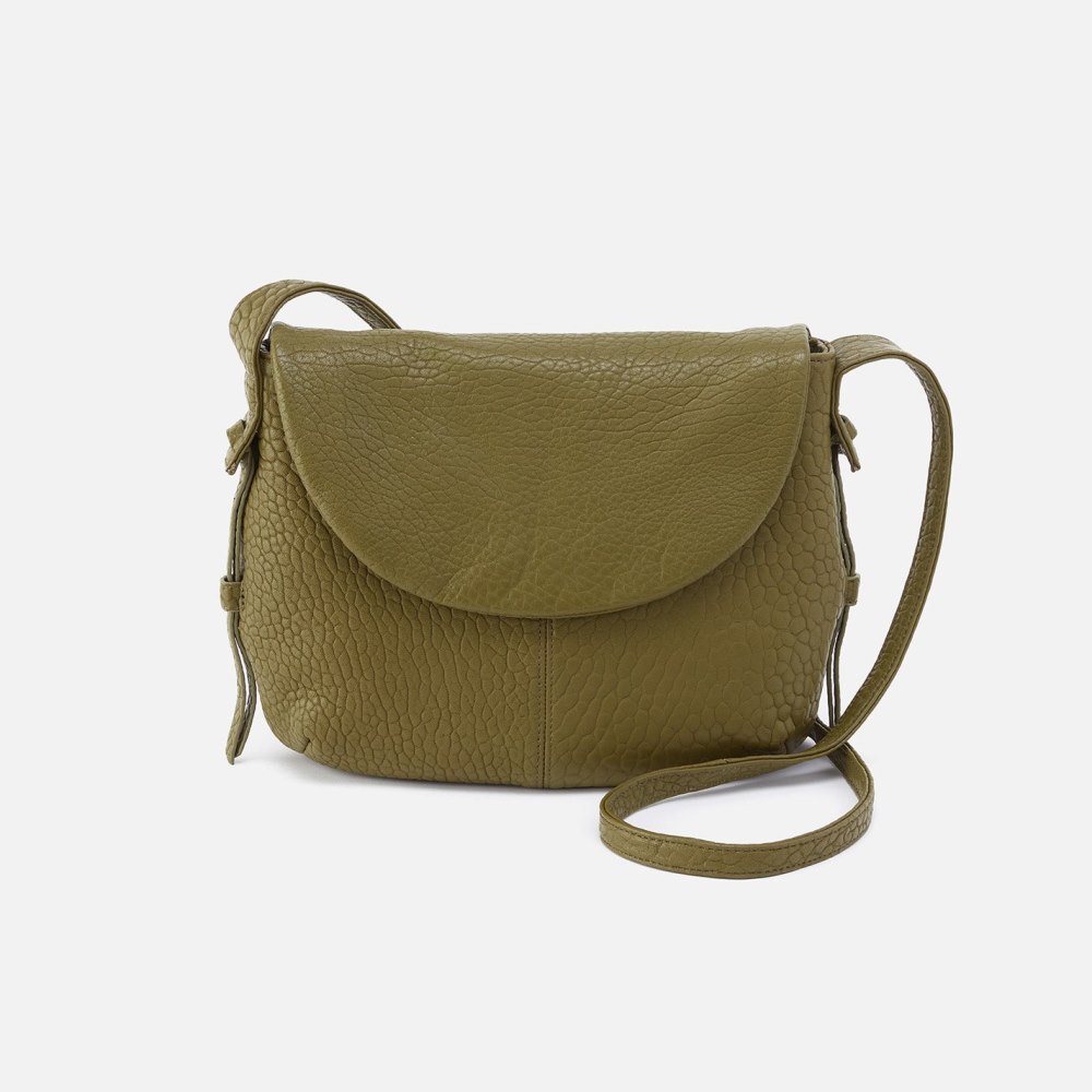 Hobo | Bonita Messenger Crossbody in Bubble Pebbled Leather - Green - Click Image to Close