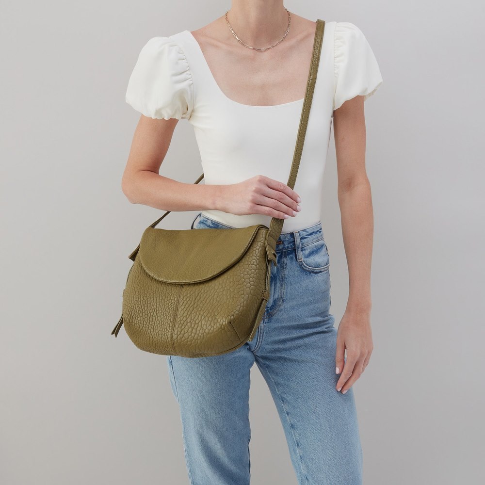 Hobo | Bonita Messenger Crossbody in Bubble Pebbled Leather - Green