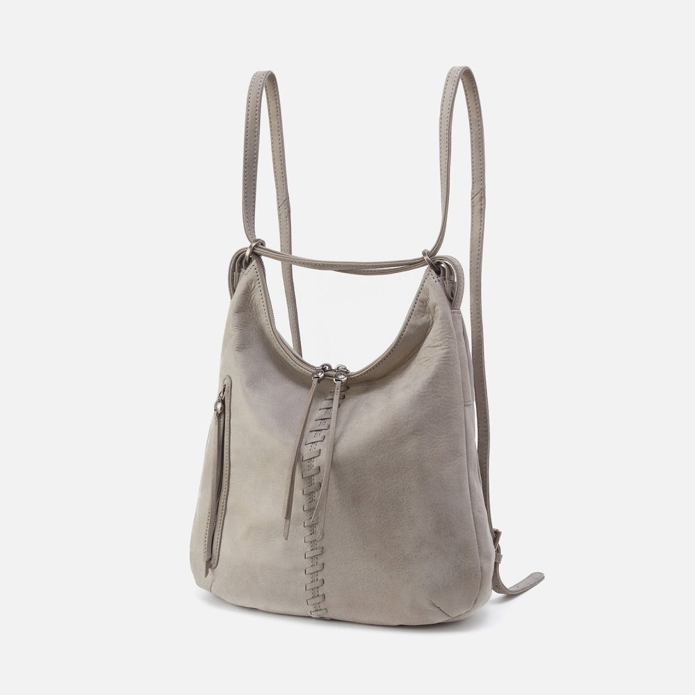 Hobo | Merrin Convertible Backpack in Metallic Leather - Granite Grey