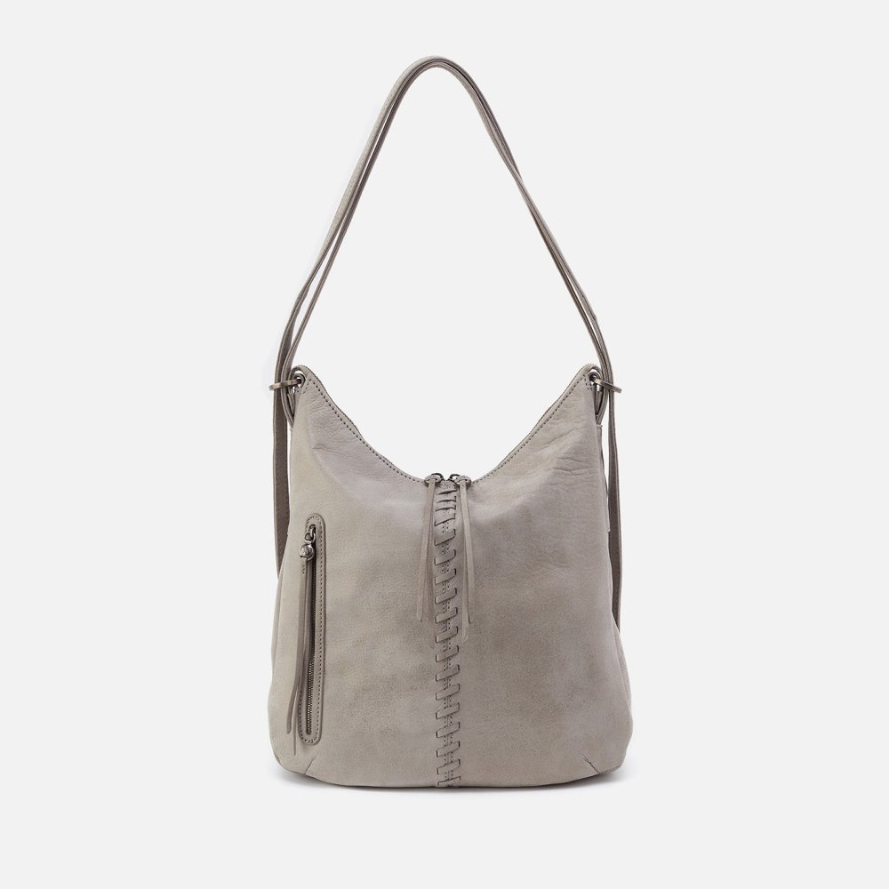 Hobo | Merrin Convertible Backpack in Metallic Leather - Granite Grey