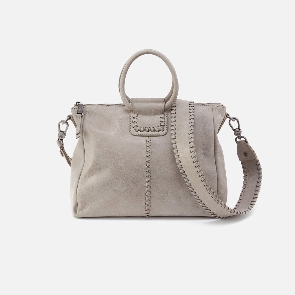 Hobo | Sheila Medium Satchel in Metallic Leather - Granite Grey - Click Image to Close