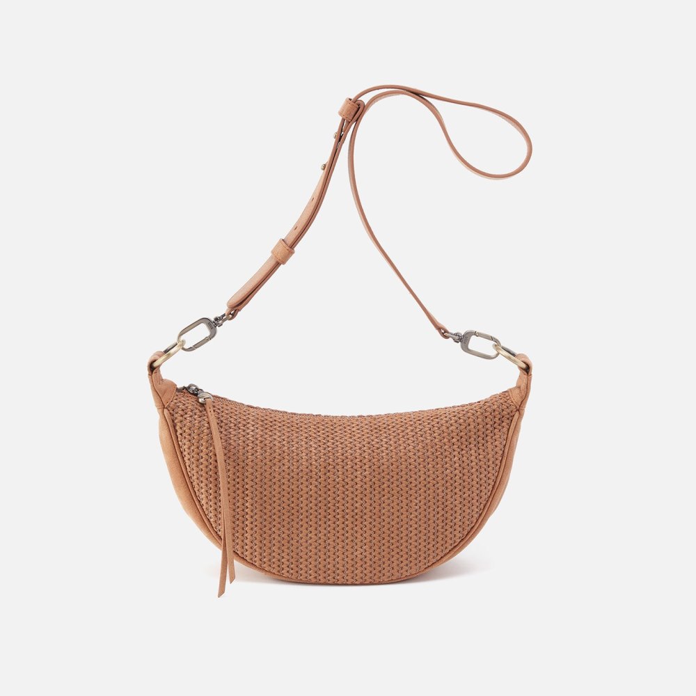 Hobo | Knox Sling in Raffia With Leather Trim - Sepia - Click Image to Close