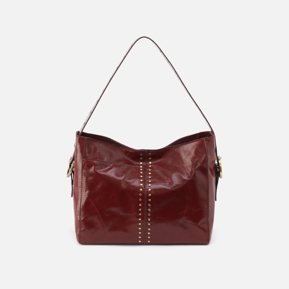 Hobo | Render Shoulder Bag in Polished Leather With Studs - Henna