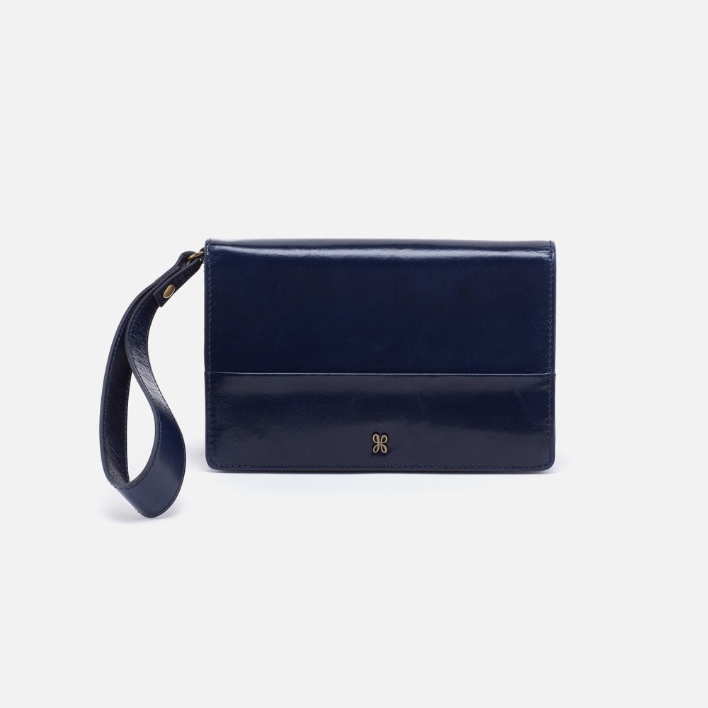 Hobo | Jill Wristlet in Polished Leather - Nightshade