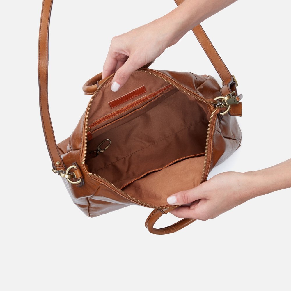 Hobo | Sheila Medium Satchel in Polished Leather - Truffle