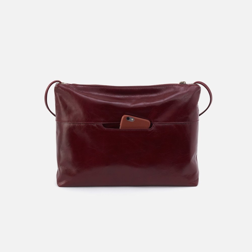 Hobo | Ziggy Crossbody in Polished Leather - Merlot