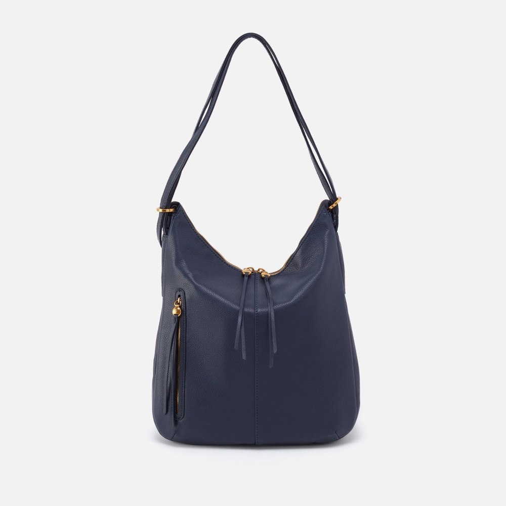 Hobo | Merrin Convertible Backpack in Pebbled Leather - Sapphire