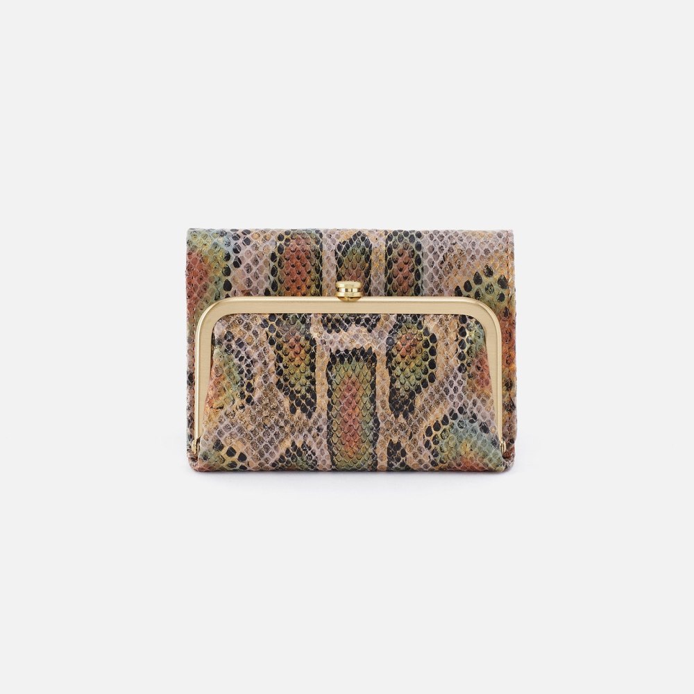 Hobo | Robin Compact Wallet in Printed Leather - Opal Snake Print - Click Image to Close